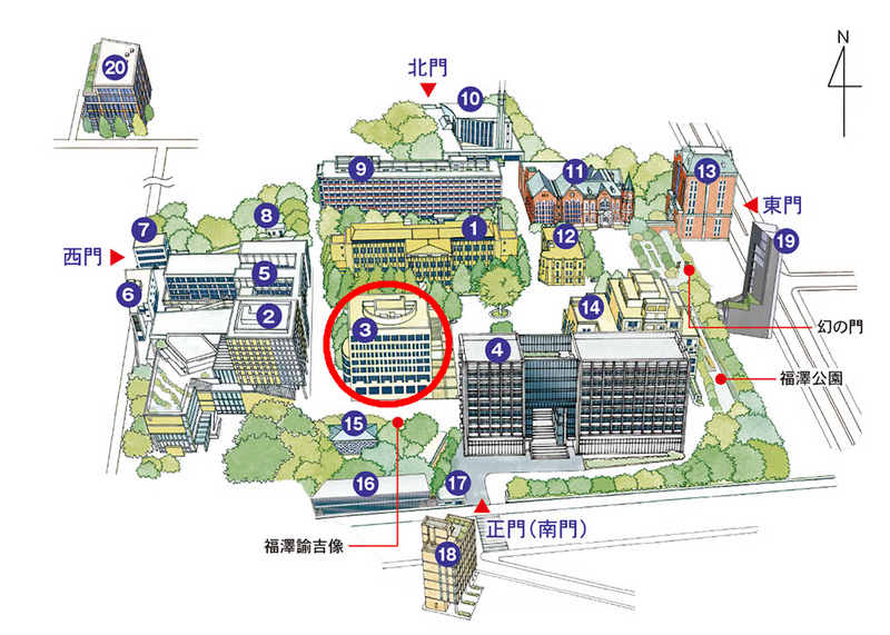 慶應義塾大学 三田キャンパス 345-B教室（大学院校舎［＝3号館］4階）
